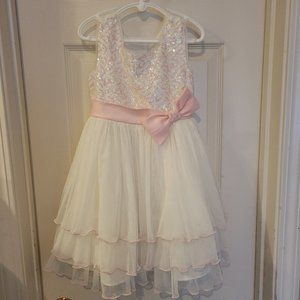 Jona Michelle 4T Girls Sequin Pink and White Dress.